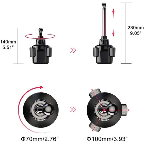 Support porte-gobelet pour tablette, support de voiture pour iPad Mini 8.3 po 2021/Samsung S22/S21/S20/Galaxy Z Fold 3/Z Flip 3/Z Fold 2/iPhone 13 12