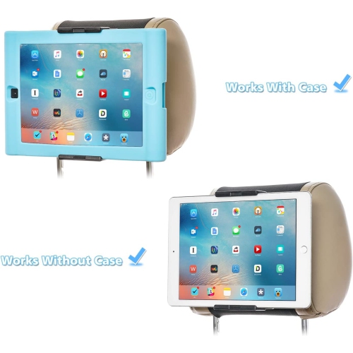 Car Headrest Mount Holder for Tablets and Phones with 5-10.5' Screens -Apple iPhone iPad Air Mini, Samsung Galaxy, Nintendo Switch