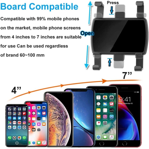 Support de téléphone pour l’auto, support de téléphone cellulaire pour support de voiture à pince rotative 360 degrés compatible avec iPhone 11/12