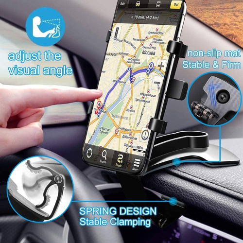 Support de téléphone pour l’auto, support de téléphone cellulaire pour support de voiture à pince rotative 360 degrés compatible avec iPhone 11/12