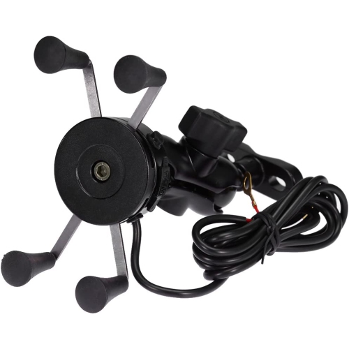 DOLAER  Bike Motorcycle Universal X Type Clamp Stand Cell Phone Holder \w USB Charging Port for Iphone 6 6S Plus 7 7Plus 8 8Plus X Xr Xs 11 12 13 Pro