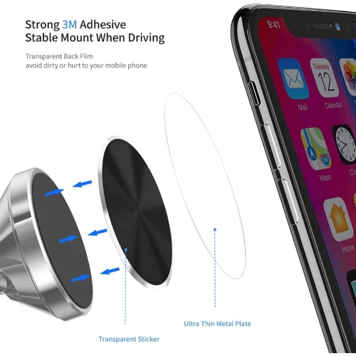 Cute Pink Metal Plates Set 4 Pack for Magnetic Car Phone Holder. Kit of 4 Rose Gold Round Discs Without Holes for Car Mount, Phone Case. Strong 3M