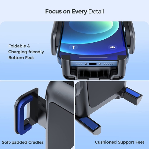 Car Phone Holder Mount, Long Arm Dashboard Whindshield Phone Holder with Anti-Shake Device, Strong Suction Cup Car Mount Compatible with iPhone 13 12