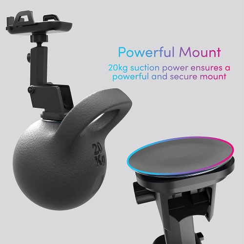 Windshield & Dash Phone Holder for Car - Adjustable Long Arm Dash Mount 360 Rotation, Strong Suction Grip, Quick Release Button - Compatible with