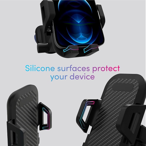 Windshield & Dash Phone Holder for Car - Adjustable Long Arm Dash Mount 360 Rotation, Strong Suction Grip, Quick Release Button - Compatible with