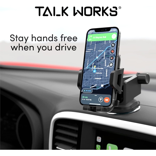 Windshield & Dash Phone Holder for Car - Adjustable Long Arm Dash Mount 360 Rotation, Strong Suction Grip, Quick Release Button - Compatible with