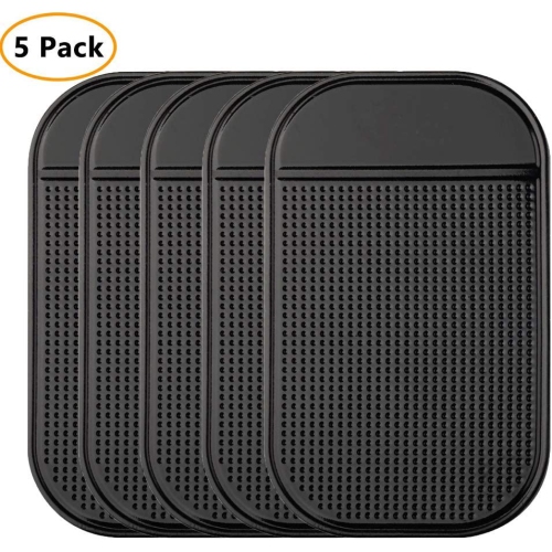 Car Dashboard Non Slip Mat, 5-Pack Anti-Slide Sticky Extra-Thick Dash Pad for Radar Detector, Cell Phone, Keys, Glass, Mirrors, Metal, GPS, Coins