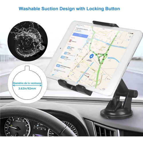 Phone Holder for Car, 2 in 1 Car Tablet Mount, Windshield Cell Phone Car Holder Stand for GPS/Samsung Galaxy/iPad Pro/Air, iPad/iPad Mini/iPhone