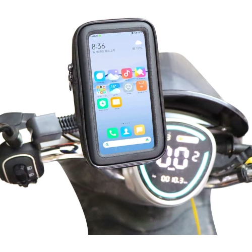 Waterproof Universal Motorcycle Phone Mount Holder Case Bag Motorbike Cell Phone Holder Handlebar 360 Degrees Rotatable Fit for iPhone 11/11 Pro/ 11