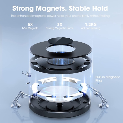 Support MagSafe pour l’auto, support magnétique pour téléphone pour l’auto, support magnétique pour trappe d’aération d’auto compatible avec iPhone