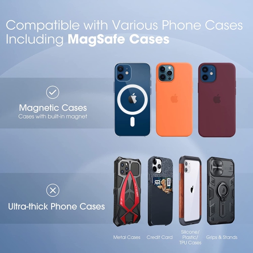 Support MagSafe pour l’auto, support magnétique pour téléphone pour l’auto, support magnétique pour trappe d’aération d’auto compatible avec iPhone