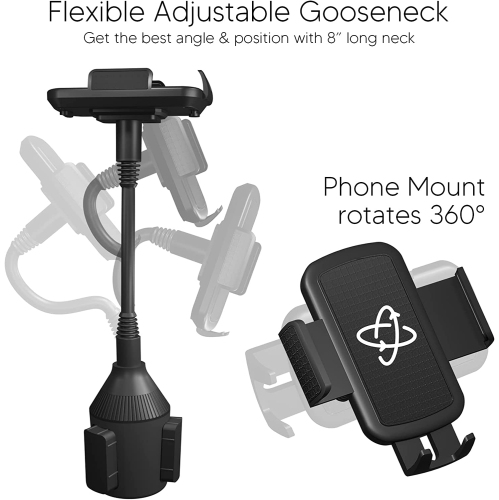Porte-téléphone porte-gobelet pour automobile, camion - Support à porte-gobelet flexible à col de cygne de 8 pi pour téléphone cellulaire à base