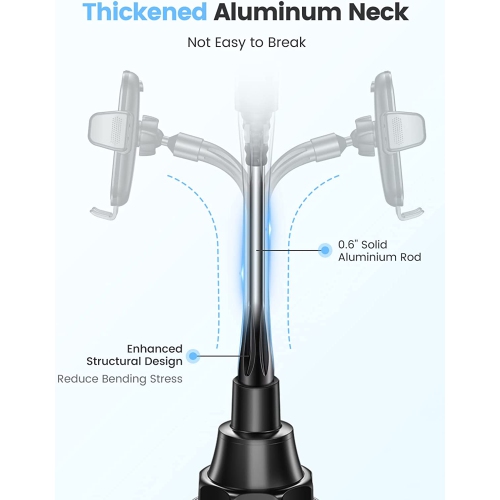 Car Phone Holder, Dual 360° Rotate Gooseneck Cup Holder Phone Mount for Car, Flexible Cell Phone Holder Car Compatible with iPhone 13 12 11 Pro Max