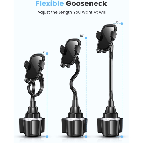 Car Phone Holder, Dual 360° Rotate Gooseneck Cup Holder Phone Mount for Car, Flexible Cell Phone Holder Car Compatible with iPhone 13 12 11 Pro Max