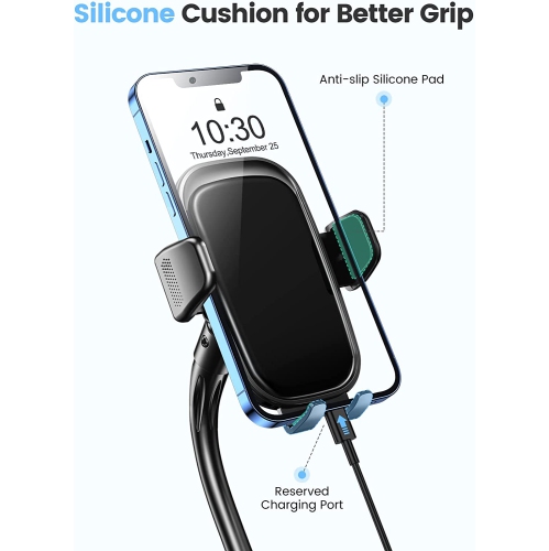 Car Phone Holder, Dual 360° Rotate Gooseneck Cup Holder Phone Mount for Car, Flexible Cell Phone Holder Car Compatible with iPhone 13 12 11 Pro Max