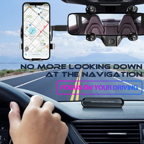 [Version 2022] Rear View Mirror Phone Holder, 360° Rotatable and Retractable Car Phone Holder Universal Rearview Car Phone Mount for All Mobile Phones