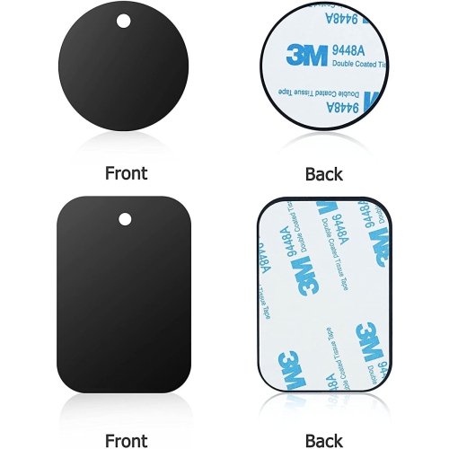 Trousses de remplacement de plaques métalliques avec support adhésif 3M Adhinsive pour support de téléphone magnétique pour l’auto, paq. 4