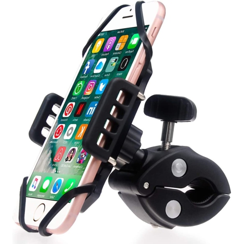 Universal Cell Phone Holder Mount Clip for Golf Cart, Mic Microphone Stand Pole, Wheelchair Walker, Stroller, Boat, Exercise Spin Bike, Bicycle