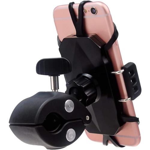 Universal Cell Phone Holder Mount Clip for Golf Cart, Mic Microphone Stand Pole, Wheelchair Walker, Stroller, Boat, Exercise Spin Bike, Bicycle