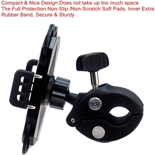 Universal Cell Phone Holder Mount Clip for Golf Cart, Mic Microphone Stand Pole, Wheelchair Walker, Stroller, Boat, Exercise Spin Bike, Bicycle