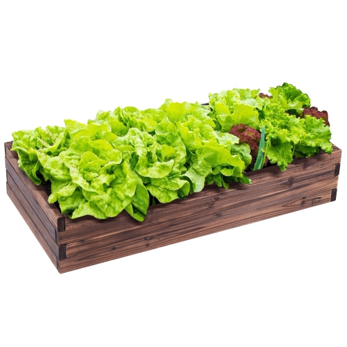 GYMAX  Wooden Raised Garden Bed Kit - Elevated Planter Box for Growing Herbs Vegetable