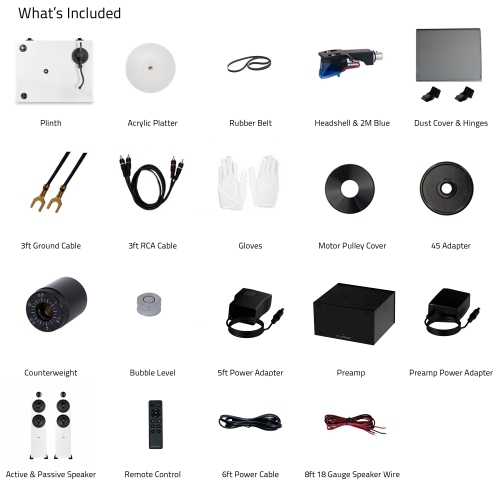 Tourne-disque haute fidélité RT85 Reference de Fluance, préamplificateur phono PA10 et haut-parleurs colonne amplifiés Ai81 Elite