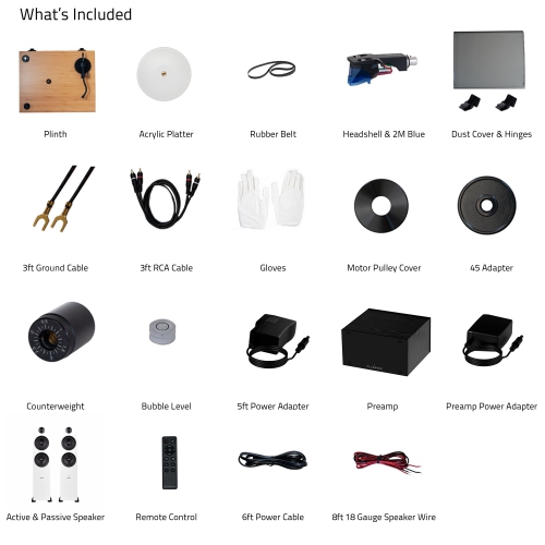 Tourne-disque haute fidélité RT85 Reference de Fluance, préamplificateur phono PA10 et haut-parleurs colonne amplifiés Ai81 Elite