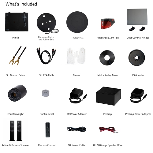 Tourne-disque haute fidélité RT83 de Fluance, préamplificateur phono PA10 et haut-parleurs colonne Ai81 Elite