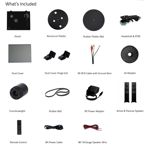 Fluance RT81 Elite High Fidelity Vinyl Turntable and Ai81Powered 2-Way Floorstanding Tower Speakers