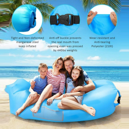 Inflatable Lounger Sofa Bed with Travel Bag Pouch for Travel, Camping, Picnics