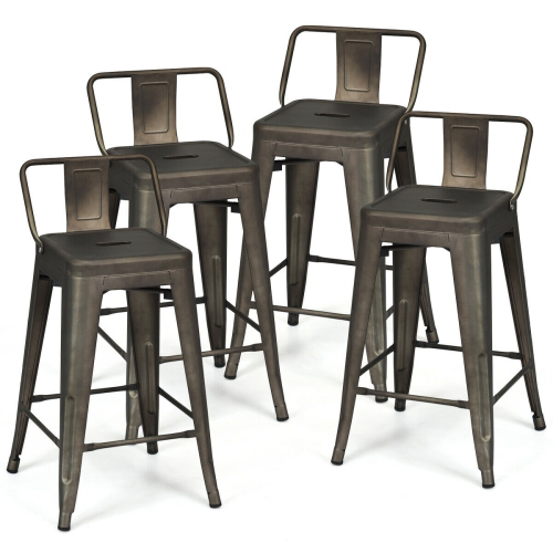 SLICKBLUE  4 Pieces Cafe Side Chair Set With Rubber Feet And Removable Back-Gun
