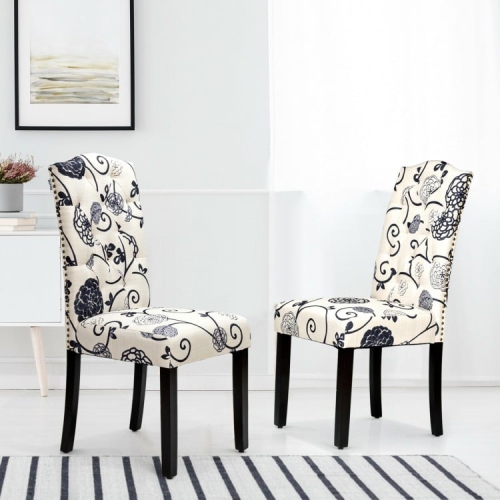 Set of 2 Modern Tufted Dining Chairs with Padded Seat