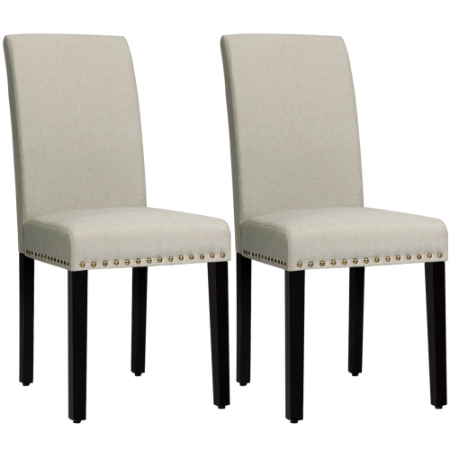Set of 2 Fabric Upholstered Dining Chairs with Nailhead-Light Sage
