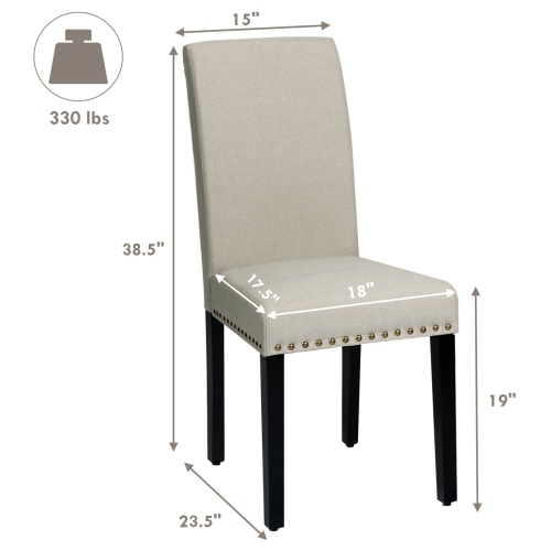 Set of 2 Fabric Upholstered Dining Chairs with Nailhead-Light Sage