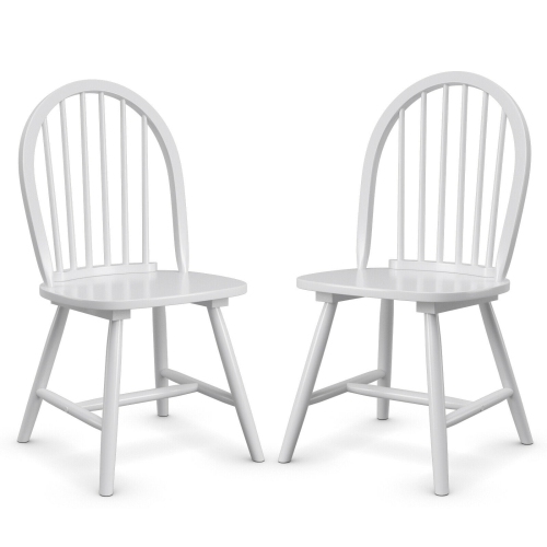SLICKBLUE  Set Of 2 Vintage Windsor Wood Chair With Spindle Back for Dining Room-White
