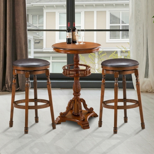 Set of 2 29-Inch Swivel Leather Padded Dining Bar Stool