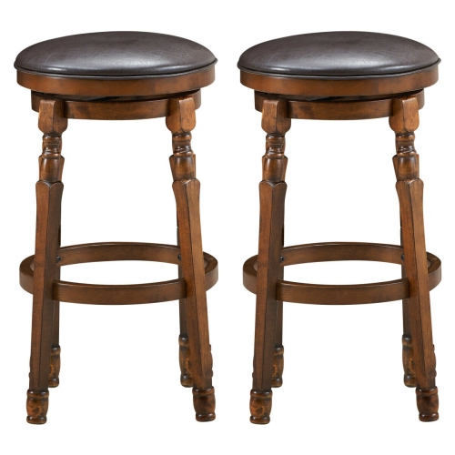 Set of 2 29-Inch Swivel Leather Padded Dining Bar Stool
