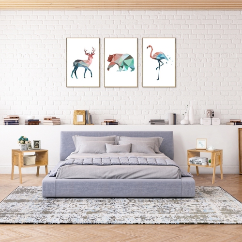 2 Pieces Bamboo Storage Shelf Nightstand Sofa Table