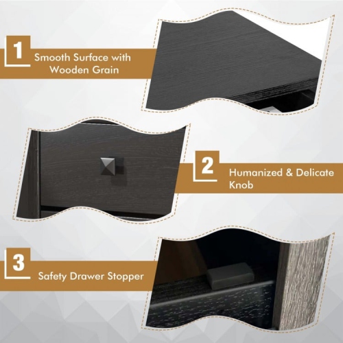 Multipurpose Retro Bedside Nightstand with 2 Drawers