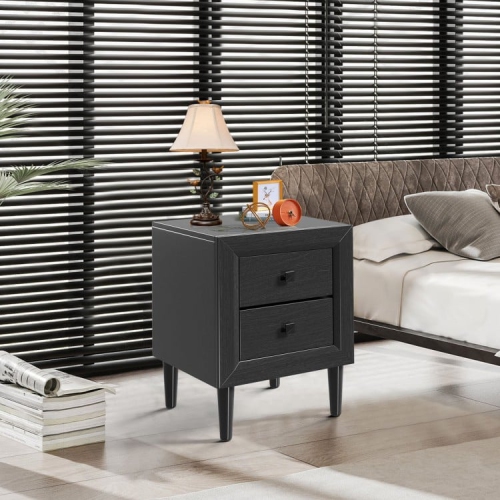 Multipurpose Retro Bedside Nightstand with 2 Drawers