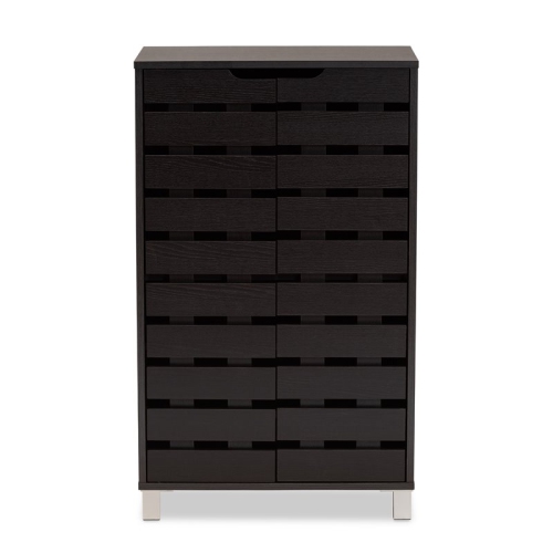 Baxton Studio Ernest Dark Brown Finished Wood 2-Door Shoe Storage Cabinet