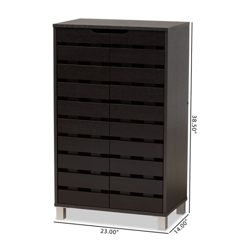 Baxton Studio Ernest Dark Brown Finished Wood 2-Door Shoe Storage Cabinet