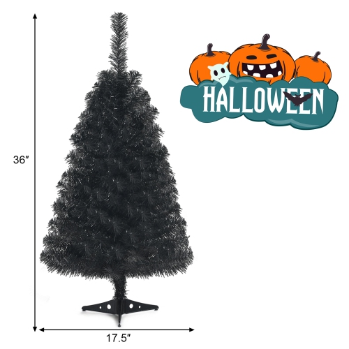 Mini arbre artificiel sans lumières avec support en plastique, idéal pour la décoration de Noël ou d'Halloween