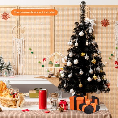 Mini arbre artificiel sans lumières avec support en plastique, idéal pour la décoration de Noël ou d'Halloween