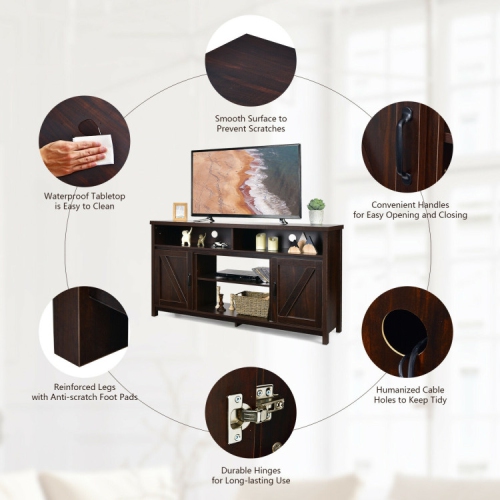 59-Inch TV Stand with Sliding Barn Doors – Media Console Cabinet for TVs up to 65 Inches