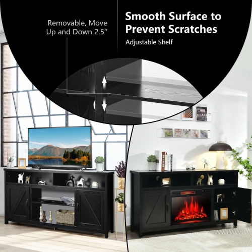 59-Inch TV Stand with Sliding Barn Doors – Media Console Cabinet for TVs up to 65 Inches