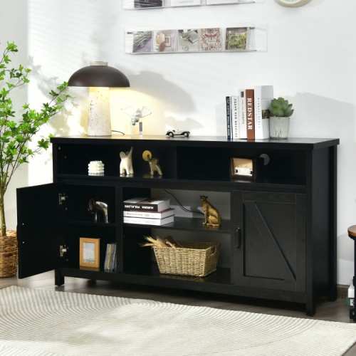 59-Inch TV Stand with Sliding Barn Doors – Media Console Cabinet for TVs up to 65 Inches