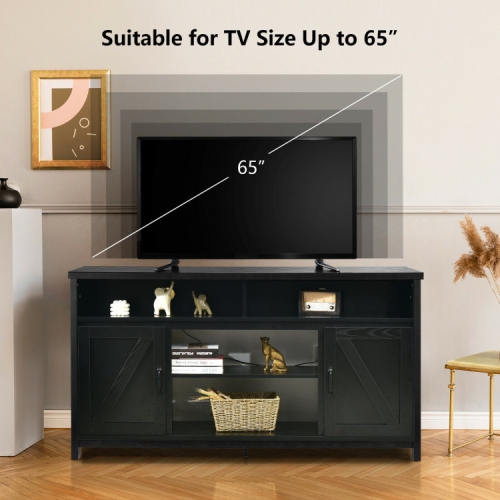 59-Inch TV Stand with Sliding Barn Doors – Media Console Cabinet for TVs up to 65 Inches
