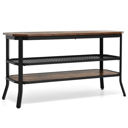 TV Stand with Mesh Storage – 3-Tier Console Table for TVs up to 55", Entryway or Hall Use