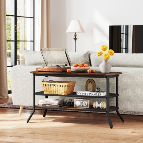 TV Stand with Mesh Storage – 3-Tier Console Table for TVs up to 55", Entryway or Hall Use